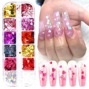 Paso Sico - Lentejuelas Holográficas 3D para <span class=keywords><strong>Uñas</strong></span>, Diseño de Corazón, 12 Unidades, Colores Variados, Lentejuelas de Mariposa para Decoración de <span class=keywords><strong>Uñas</strong></span> - Product Image 6