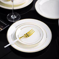 Assiettes de Présentation de 6 à 12 Pouces pour Mariage, en Porcelaine Fine, Assortiment Décoratif Blanches, Assiettes de Table Avec Bordure Dorée