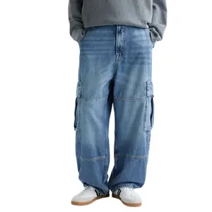 Gingtto винтажные уличные модные прямые джинсовые брюки мужские мешковатые джинсы