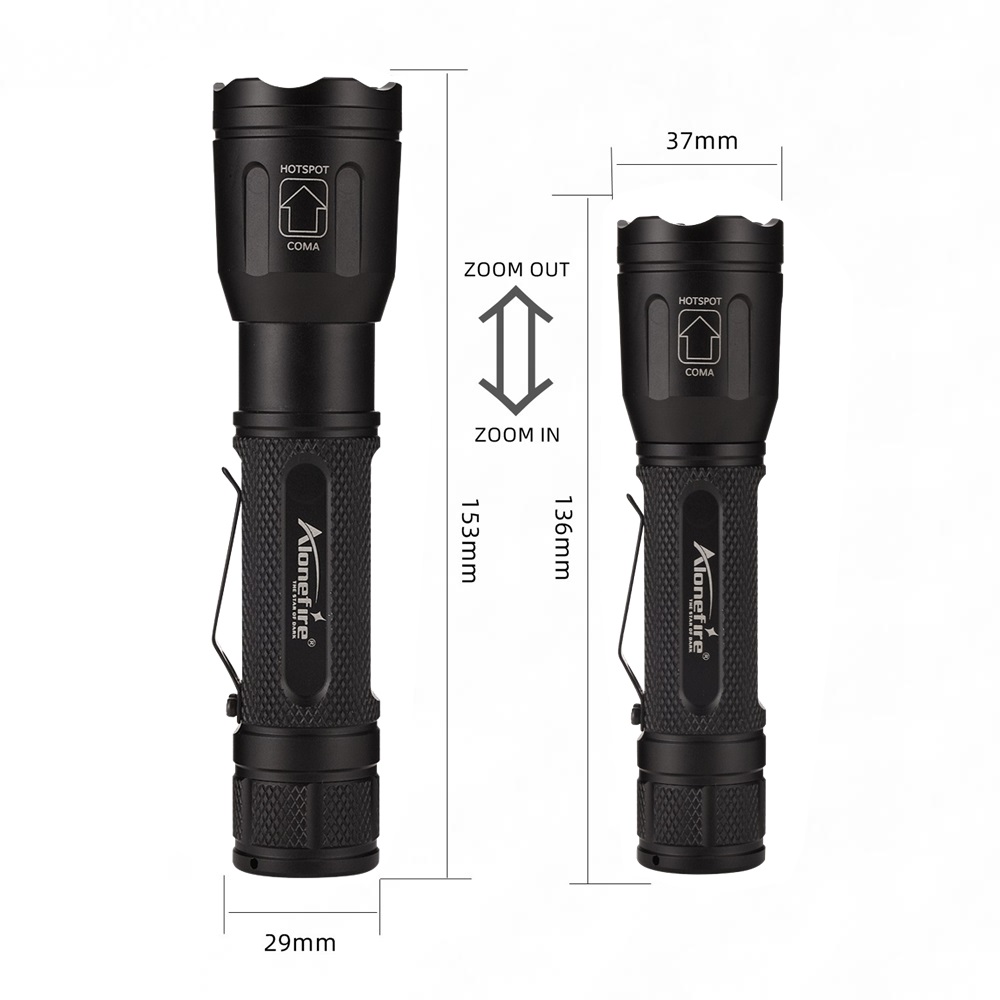 Alonefire X37 Multi-coloured Professional LED Tactical Flashlight 4 Colours Red Green Blue White USB Rechargeable Zoom with Charging Indicator, Power Output, Battery for Hunting Military Police