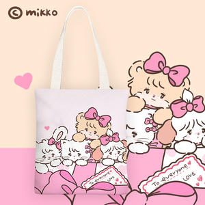 MK055 Toptan Kawaii Karikatür Mikko Kanvas Çanta Sevimli Taşınabilir Büyük Kapasiteli Bez Çanta Öğrenci Kitap Saklama Çantası Fermuarlı - Product Image 6