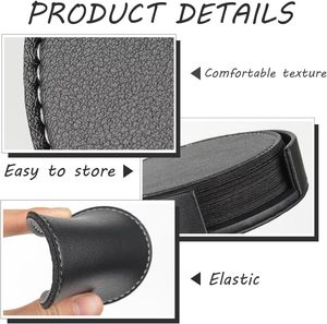 Wholesale Blank PU Leather Coaster for Drinks Promotional Gift Custom Printing Coffee Cup Mat With Logo - Product Image 2