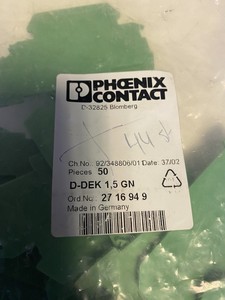 PLC 44 x Contact <span class=keywords><strong>D</strong></span>-<span class=keywords><strong>dek</strong></span> 1.5 GN END COVER 2716949 Green <span class=keywords><strong>dek</strong></span>-REL ใหม่สำหรับสินค้ารับประกัน - Product Image 2