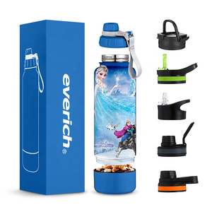 Coperchi a bocca larga isolati a doppia parete in acciaio inossidabile Set di bottiglie d'acqua per bambini con scomparto per tazze nascosto/Snack - Product Image 2