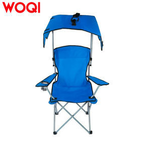 كرسي WOQI القابل للطي للاستخدام الخارجي بتصميم عصري مع مظلة، بشعار قابل للتخصيص، أثاث خارجي متين من الحديد المعدني - Product Image 3