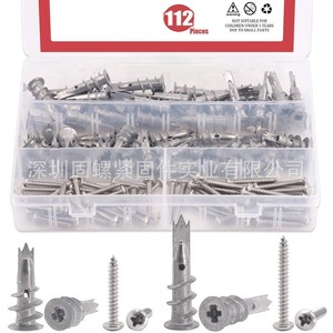 Drywall Anchors 112pcs Zinc Alloy Expansion Screws Set For Gypsum Board Wall Installation - Product Image 1