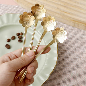 Cuillère à café en acier inoxydable doré, finition miroir, écologique, créative, en forme de cerise ou de rose, ustensiles de cuisine - Product Image 4