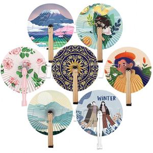 Personalized Round <b>Paper</b> Pocket Folding <b>Fans</b> for Wedding - Product Image 3