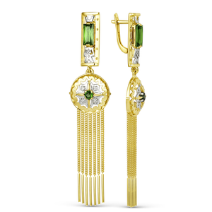 Pendientes de lujo de diseño único exclusivo, pendientes de turmalina de oro amarillo rosa macizo de 14K/18K/21K/9K con circonita cúbica - Product Image 1