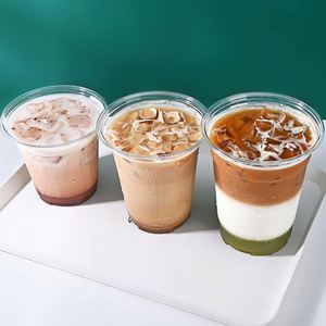 Gobelet en plastique transparent jetable de 16 oz (90 mm) avec couvercle, personnalisable avec logo, qualité alimentaire, pour boissons et café - Product Image 4