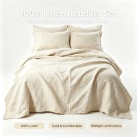 Parure de draps en lin 100 % écologique, respirante, douce et luxueuse, lavée à la pierre, vente en gros