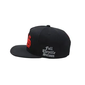 Topi Hip Hop Pria Polos Pinggiran Datar Katun Bordir 5 Panel Topi Snapback Kustom Topi dengan Logo Kustom