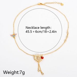 Collar de Cadena con Colgante de Insecto de Latón con Pétalos Verdes de Girasol para Mujer, Diseño Elegante, Accesorios de Moda para el Verano, Fiesta - Product Image 4