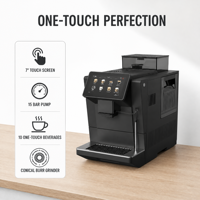 Machine à café électrique automatique PENMARCH, machine à expresso intelligente avec moulin intégré pour usage hôtelier, boîtier en plastique argenté