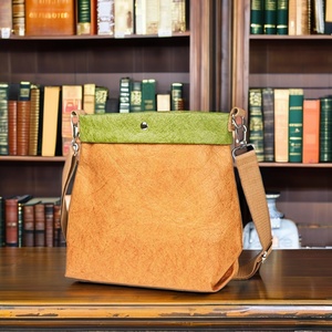 Custom Eco-friendly Recycled Waterproof Crossbody Reusable Heavy-duty Rip-stop Kraft Paper Tote Bag Zipper Open Bohemian Fashion - Product Image 4