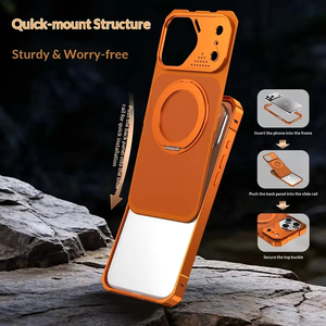 Étui de téléphone en alliage d'aluminium mat avancé pour iPhone 17 15 16 Pro Max avec protection 360 °   Support magnétique pour téléphone portable, coque arrière en PC, protection contre les chocs - Product Image 2