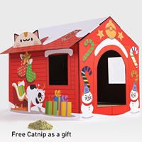 Vente en gros Emballage de cadeau avec logo personnalisé Boîte à lait Emballage en forme de maison Grattoir pour chat Maison pour chat en carton