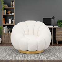 Fauteuil pivotant minimaliste de luxe léger, durable, pour salon et chambre, avec base métallique et revêtement en tissu doux