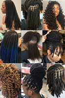 Extensiones de Cabello Humano Natural Remy Virgen [KAMA Locs] Interlock Loc, Estilo Afro Kinky para Hombres y Mujeres Negros