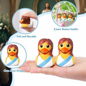 12pcs Jesus-Themed Rubber Ducks Original Design Baptism Religious Party Favors <b>Easter</b> <b>Basket</b> Stuffer Hide Seek Bath Toys for - Product Image 1
