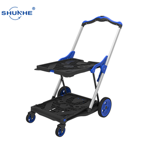 Carrito de Compras Plegable de Doble Capa con Ruedas Delanteras Giratorias y Traseras Fijas, Silencioso e Impermeable - Product Image 6