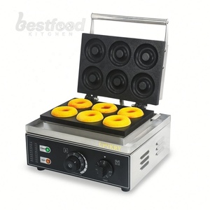 Machine à beignets électrique facile à utiliser, 6 trous, chauffage double face, antiadhésive, en acier inoxydable, mini-machine à beignets pour la maison, la boulangerie, le café - Product Image 1