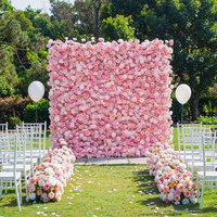 Mur de fleurs rose de luxe GNW, nouveau design personnalisé, très vendu, pour la décoration de scène d'événements de mariage