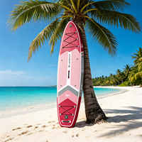 Vente flash : SUP gonflable Drop Stitch 11' x 33" avec pompe, planche à pagaie florale magenta pour le yoga, la pêche et les excursions