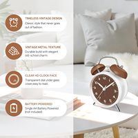 4,5-Zoll Moderner Metall-Wecker mit Doppelglocke, Lauter Analog-Wecker, Geräuschlos, Tischuhr mit Schlummerfunktion, Umweltfreundlich, Hintergrundbeleuchtung, Quarz