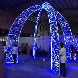 Outdoor Street Decorative Shopping Mall Motif Light Large LED Christmas Arch