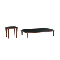 Table d'appoint de luxe haut de gamme avec structure en bois massif et plateau noir brillant, table d'appoint design pour villa, salon, décoration de côté du canapé