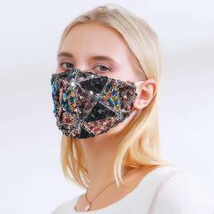 Masque facial Bling à la mode avec <span class=keywords><strong>strass</strong></span> pour Festival Wear Rave Gear et Occasions spéciales - Product Image 1