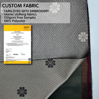 Tissu jacquard diamanté élastique de luxe 100 % polyester 150 g/m² teint en fil et brodé sur mesure pour vêtements islamiques