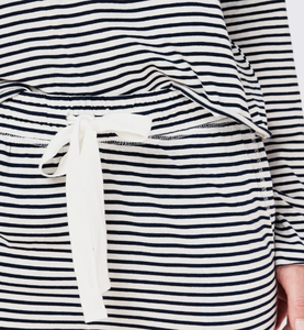 Set Pigiama Donna Due Pezzi Personalizzato, Abbigliamento da Notte Lungo, Completo Loungewear, Set Pigiama a Righe <span class=keywords><strong>in</strong></span> Cotone - Product Image 4