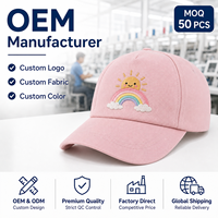 Gorra de Béisbol Infantil Personalizada con Logotipo Bordado de Arcoíris, de Algodón Suave, Ajustable, Premium, Linda, Informal, para Exteriores