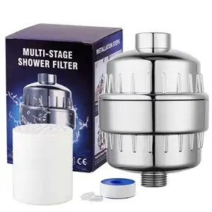 Taşınabilir lüks filtreli duş kulaklık 15 sahne Vitamin C duş filtresi sert su için kaldırır klor duş filtresi