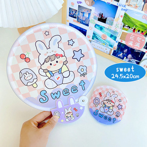 Abanico Redondo Plegable de Dibujos Animados 24.5x20cm, Diseño Dulce, Portátil, para Estudiantes - Product Image 1