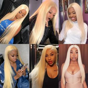 Perruques en cheveux humains avec dentelle frontale 13x4, couleur blonde miel 613, pour femmes, perruques frontales droites brésiliennes transparentes en cheveux humains - Product Image 4