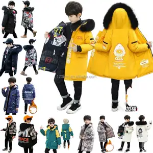 Children Autumn Winter Jackets For Boys Fur Hoodie Thick Warm Cotton-padded Clothes Kids Hooded Outerwear Teenage Coat