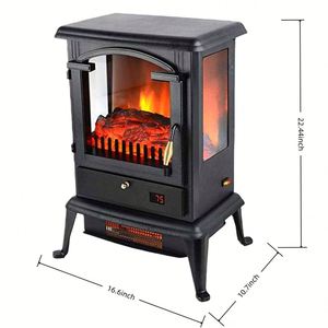 Insert de cheminée électrique infrarouge à flamme réaliste, avec bûches de grande taille, autoportant, portable, à brancher, en quartz et plastique durable - Product Image 2