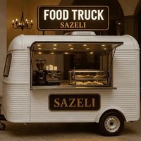 Chariot alimentaire en acier inoxydable résistant à la rouille et imperméable avec 4 roues, capacité de stockage personnalisée pour la vente de restauration rapide en extérieur