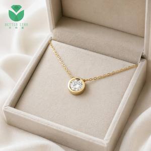 Collana Betterstar con Diamante Taglio Brillante in Montatura a Bolle, Certificato IGI, Diamante Coltivato in Laboratorio, Oro Giallo 14K/18K, Solitario <span class=keywords><strong>di</strong></span> Lusso - Product Image 3