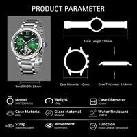 Nouvelle montre mécanique tourbillon automatique de luxe pour homme SKROX, multifonction, mode, phase de lune, luminescente, bracelet en acier inoxydable, 45 mm