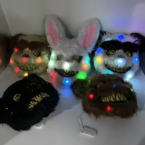 Topeng beruang Teddy menakutkan jahat, topeng Led horor Halloween, topeng Cosplay pesta, topeng Paskah, topeng Panda kelinci