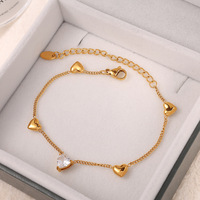 Bracelet et collier étanches en forme de cœur avec zircone cubique, plaqué or 18 carats, résistant au ternissement, conforme aux normes EU Reach et US CPSIA, vente chaude