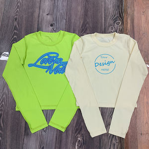 Camiseta Vintage informal de moda poliéster/algodón de alta calidad 180 GSM liso teñido calle primavera Serigrafía a granel Crop Tops - Product Image 1