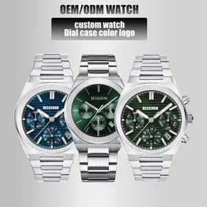 Luxury <b>Men's</b> Custom Chronograph Quartz Wristwatch 316 Stainless Steel Luminous Pointer Hardlex Crystal 42mm 5BAR Water - Product Image 2