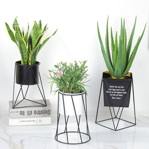 Nordic Minimalist Iron Flower Pot Stand Desktop Indoor Planters Square Design Wrought Iron Vase Home Decoration - Product Image 1