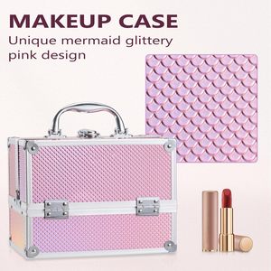 Travel Cosmetic Train <b>Case</b> with 4 Trays Compact <b>Makeup</b> Carry <b>Case</b> Organizer Make up Box for Nail Kits Beauty Accessories - Product Image 2