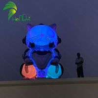 Ballon publicitaire gonflable personnalisé Hongyi 2026 en bâche PVC, avec logo LED et motif chat LED